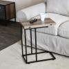 Household Essentials Jamestown Extendable C-Shaped for Accessiblity Side End Table Rustic Slate Concrete and Black Metal(Taupe)