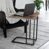 Household Essentials Jamestown Extendable C-Shaped for Accessiblity Side End Table Rustic Slate Concrete and Black Metal(Taupe)