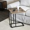 Household Essentials Jamestown Extendable C-Shaped for Accessiblity Side End Table Rustic Slate Concrete and Black Metal(Taupe)