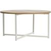 Household Essentials Jamestown Round Coffee Table Coastal Oak Rustic Wood Grain and White Metal
