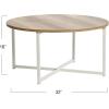 Household Essentials Jamestown Round Coffee Table Coastal Oak Rustic Wood Grain and White Metal
