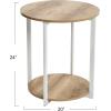 Household Essentials Jamestown Round Side End Table with Storage Shelf Rustic Slate Concrete and Black Metal(Coastal Oak)