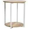 Household Essentials Jamestown Round Side End Table with Storage Shelf Rustic Slate Concrete and Black Metal(Coastal Oak)
