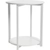 Household Essentials Jamestown Round Side End Table with Storage Shelf Rustic Slate Concrete and Black Metal(Scandinavian White)