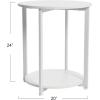 Household Essentials Jamestown Round Side End Table with Storage Shelf Rustic Slate Concrete and Black Metal(Scandinavian White)