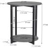 Household Essentials Jamestown Round Side End Table with Storage Shelf Rustic Slate Concrete and Black Metal(Slate)