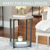Household Essentials Jamestown Round Side End Table with Storage Shelf Rustic Slate Concrete and Black Metal(Slate)