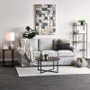 Household Essentials Jamestown Round Side End Table with Storage Shelf Rustic Slate Concrete and Black Metal(Walnut)