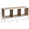 Household Essentials Jamestown TV Stand Coffee Table with Square Cube Storage Compartments Coastal Oak Rustic Wood Grain and White Metal