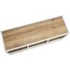 Household Essentials Jamestown TV Stand Coffee Table with Square Cube Storage Compartments Coastal Oak Rustic Wood Grain and White Metal