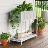 Household Essentials Raised Two Tier Plant Stand with Two Interchangeable Shelves, White(Grey)