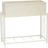 Household Essentials Raised Two Tier Plant Stand with Two Interchangeable Shelves, White(White)