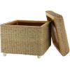 Household Essentials Seagrass Rolling Wicker Storage Ottoman