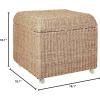 Household Essentials Seagrass Rolling Wicker Storage Ottoman