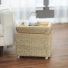 Household Essentials Seagrass Rolling Wicker Storage Ottoman