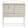 Household Essentials Victoria Dresser Tower Storage Organizer with 8 Drawers White Metal Frame and Scandinavian White Top(Coastal Oak)