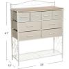 Household Essentials Victoria Dresser Tower Storage Organizer with 8 Drawers White Metal Frame and Scandinavian White Top(Coastal Oak)
