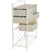 Household Essentials Victoria Dresser Tower Storage Organizer with 8 Drawers White Metal Frame and Scandinavian White Top(Coastal Oak)