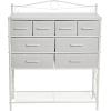 Household Essentials Victoria Dresser Tower Storage Organizer with 8 Drawers White Metal Frame and Scandinavian White Top(White)