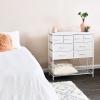 Household Essentials Victoria Dresser Tower Storage Organizer with 8 Drawers White Metal Frame and Scandinavian White Top(White)