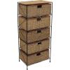 Household Essentials 5 Drawer Seagrass Wicker Storage Unit, Rattan Storage Tower with Protective Coating, Strong Metal Frame, Spacious and, Rustic Modern Design, Handwoven, Natural
