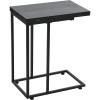 Household Essentials Jamestown Extendable C-Shaped for Accessiblity Side End Table Rustic Slate Concrete and Black Metal(Black)