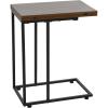 Household Essentials Jamestown Extendable C-Shaped for Accessiblity Side End Table Rustic Slate Concrete and Black Metal(Brown)