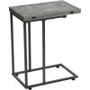 Household Essentials Jamestown Extendable C-Shaped for Accessiblity Side End Table Rustic Slate Concrete and Black Metal(Grey)