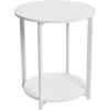 Household Essentials Jamestown Round Side End Table with Storage Shelf Rustic Slate Concrete and Black Metal(Scandinavian White)