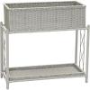 Household Essentials Raised Two Tier Plant Stand with Two Interchangeable Shelves, White(Grey)