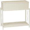 Household Essentials Raised Two Tier Plant Stand with Two Interchangeable Shelves, White(White)
