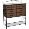 Household Essentials Victoria Dresser Tower Storage Organizer with 8 Drawers White Metal Frame and Scandinavian White Top(Walnut)