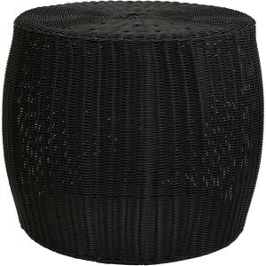 Household Essentials Handwoven Resin Barrel Side Table Storage Container, Black 18” H x 20” Dia.(Black)