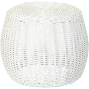Household Essentials Handwoven Resin Barrel Side Table Storage Container, Black 18” H x 20” Dia.(Grey)