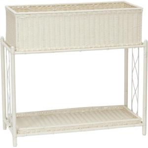 Household Essentials Raised Two Tier Plant Stand with Two Interchangeable Shelves, White(White)
