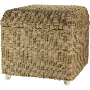 Household Essentials Seagrass Rolling Wicker Storage Ottoman