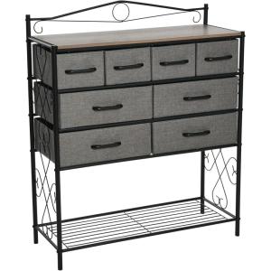 Household Essentials Victoria Dresser Tower Storage Organizer with 8 Drawers White Metal Frame and Scandinavian White Top(Ashwood)