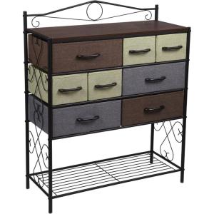 Household Essentials Victoria Dresser Tower Storage Organizer with 8 Drawers White Metal Frame and Scandinavian White Top(Multi Color)