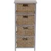 Household Essentials Storage Chest of 4 Drawers White Sollid Wood and Natural Wicker Baskets