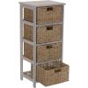 Household Essentials Storage Chest of 4 Drawers White Sollid Wood and Natural Wicker Baskets