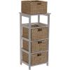 Household Essentials Storage Chest of 4 Drawers White Sollid Wood and Natural Wicker Baskets