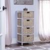 Household Essentials Storage Chest of 4 Drawers White Sollid Wood and Natural Wicker Baskets