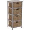 Household Essentials Storage Chest of 4 Drawers White Sollid Wood and Natural Wicker Baskets
