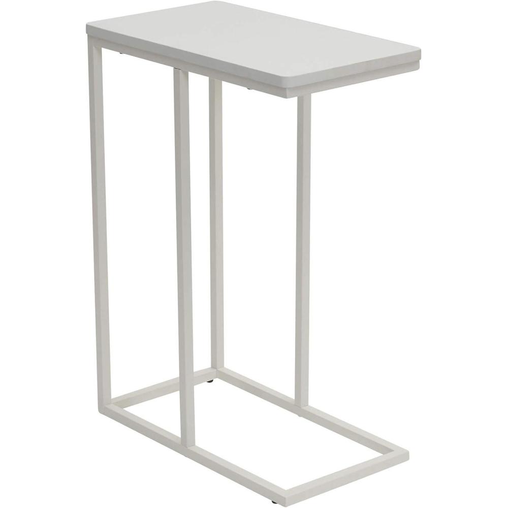 image:imageHousehold Essentials Jamestown CShaped for Accessiblity Side End Table Scandinavian White and White MetalScandinavian White