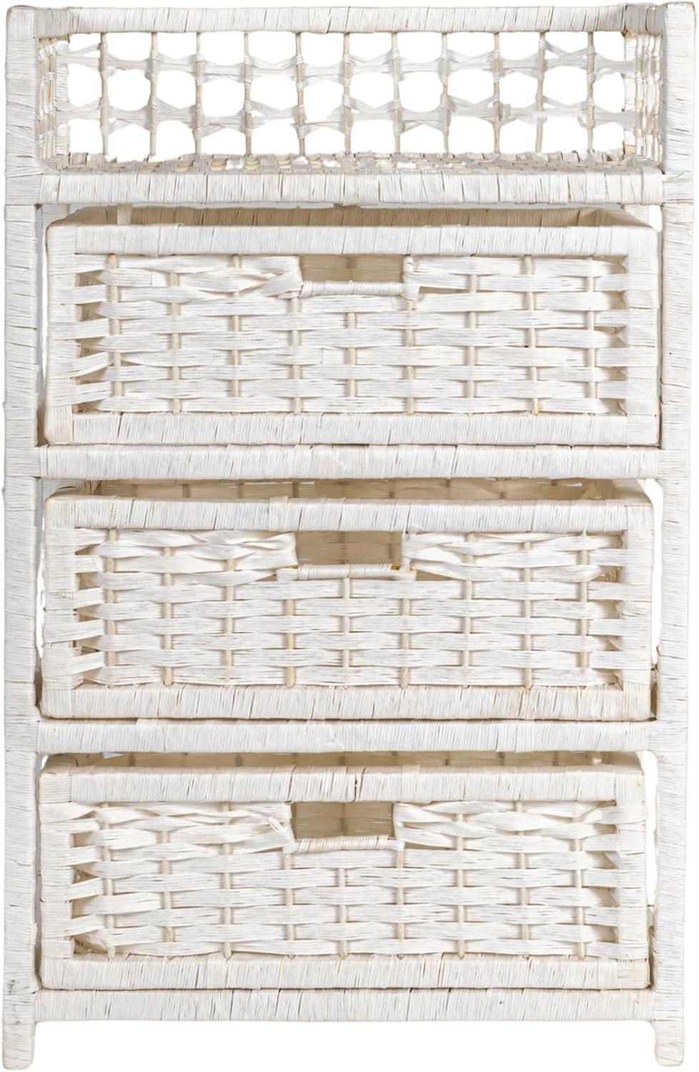 image:imageHousehold Essentials Woven 3 Drawer Chest with Cutout HandlesWhite