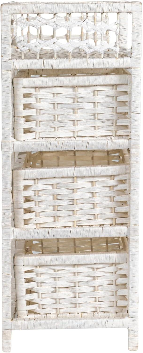 image:imageHousehold Essentials Woven 3 Drawer Chest with Cutout HandlesWhite