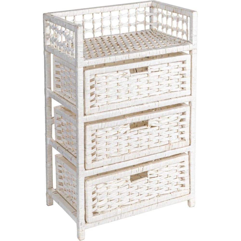 image:imageHousehold Essentials Woven 3 Drawer Chest with Cutout HandlesWhite
