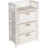 Household Essentials Woven 3 Drawer Chest with Cutout Handles(White)