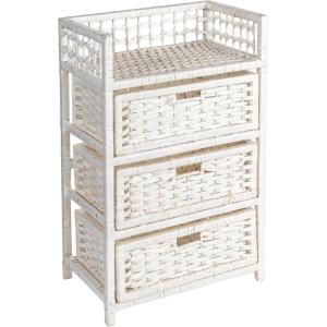 Household Essentials Woven 3 Drawer Chest with Cutout Handles(White)