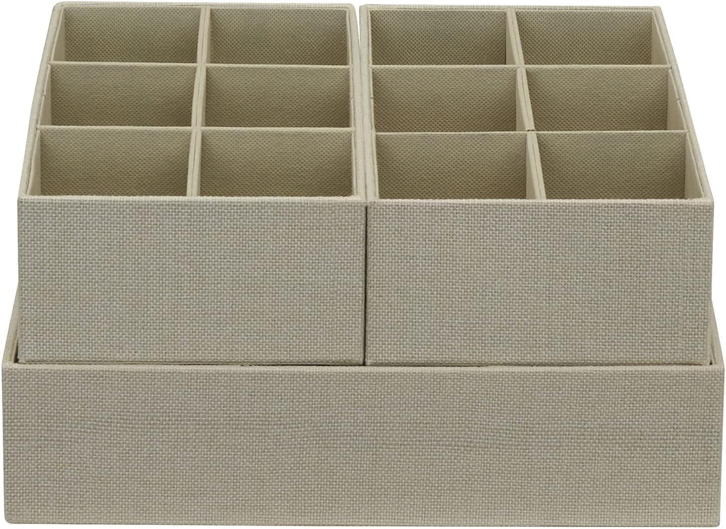 image:imageHousehold Essentials 3 Piece Drawer Organizers Starter Set Customizable Inserts Large Tray and 2 Small Trays GraphiteCream